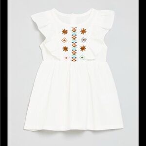 PatPat Ivory Dress with Multicolor Embroidery